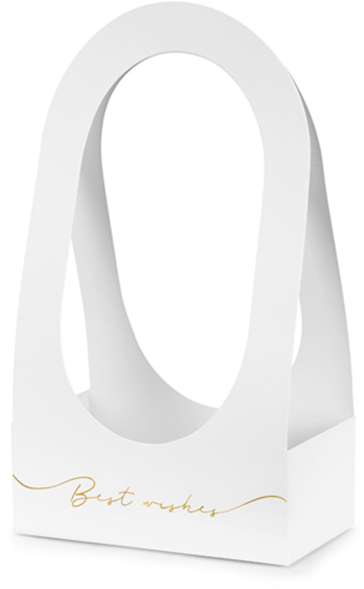 Decoratieve kartonnen witte bloemen geschenkdoos "Beste Wishes" - afmetingen 21 x 11 x 38cm