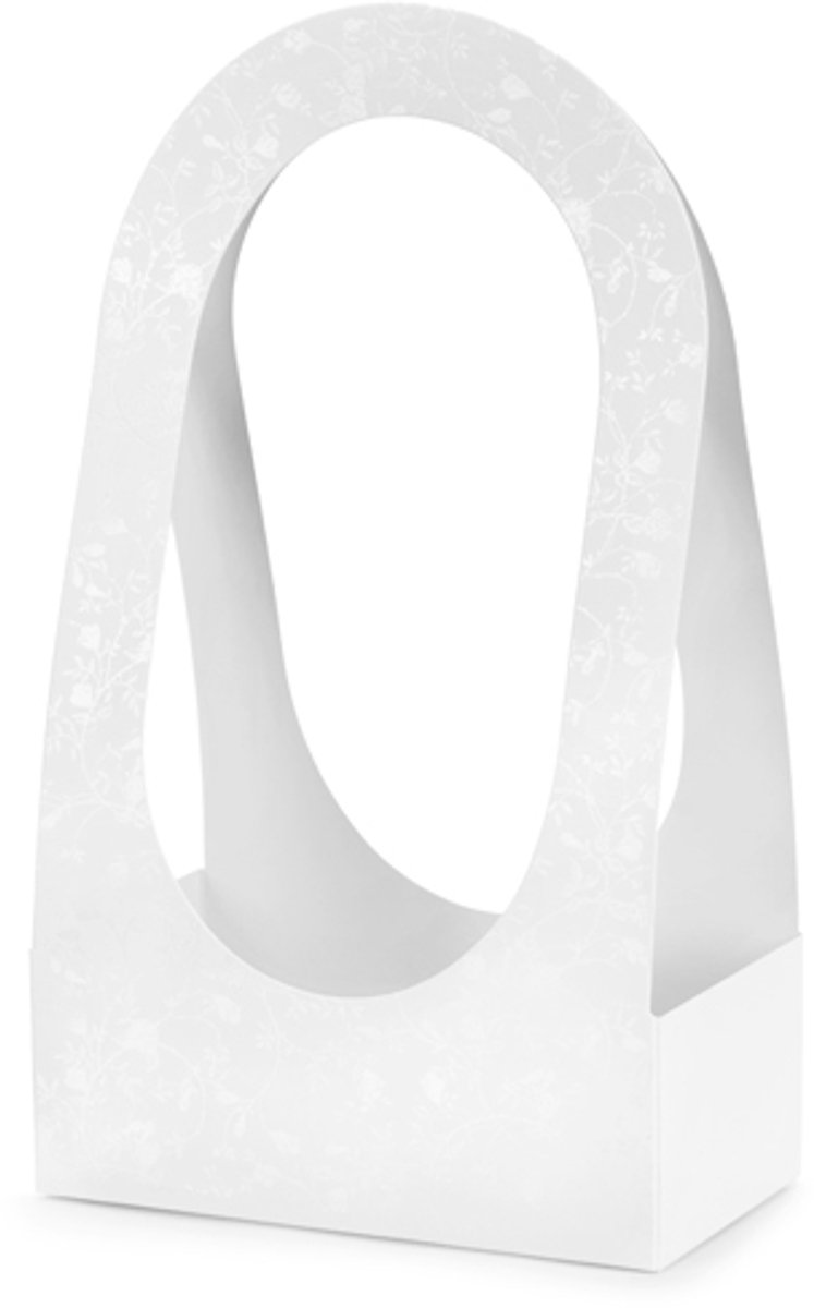 Decoratieve kartonnen bloemen geschenkdoos wit met pearl bedrukking - 21 x 11 x 38cm