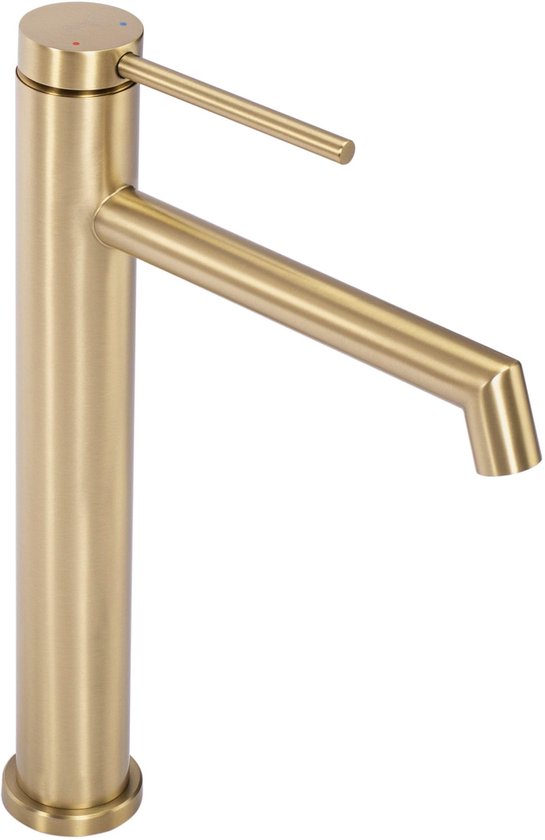 Robinet de lavabo en or, robinet de lavabo haut, rotatif à 360 degrés, robinet de salle de bain en or brossé, robinet mitigeur monocommande, disponible en eau froide et chaude