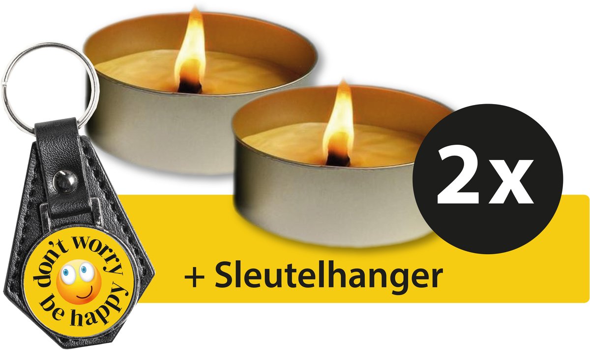 Vuurschaal - Vlamschaal - Buitenkaars - Waakvlam - Kaars - 4-5 branduren - 2 stuks - inclusief sleutelhanger