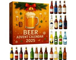 Bier Adventskalender 2025 - Sleutelhanger - Adventskalender - 24 Dagen Countdown - Luxe Acryl Box met Bier-Thema Hangende Decoraties - Perfect Cadeau voor Bier Liefhebbers