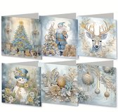 6 Diamond Painting Kerstkaarten - 15x15cm - Christmas kaarten met enveloppen - Diamond painting complete set