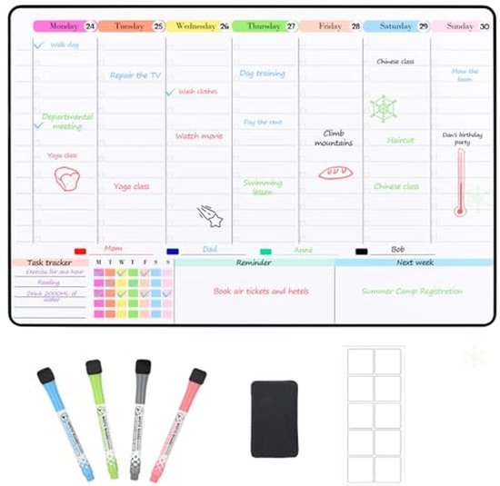 Magnetische Weekplanner Voor Koelkast A3 Gezinsplanner Met Tijdslots magnetische-weekplanner-voor-koelkast-a3-gezinsplanner-met-tijdslots