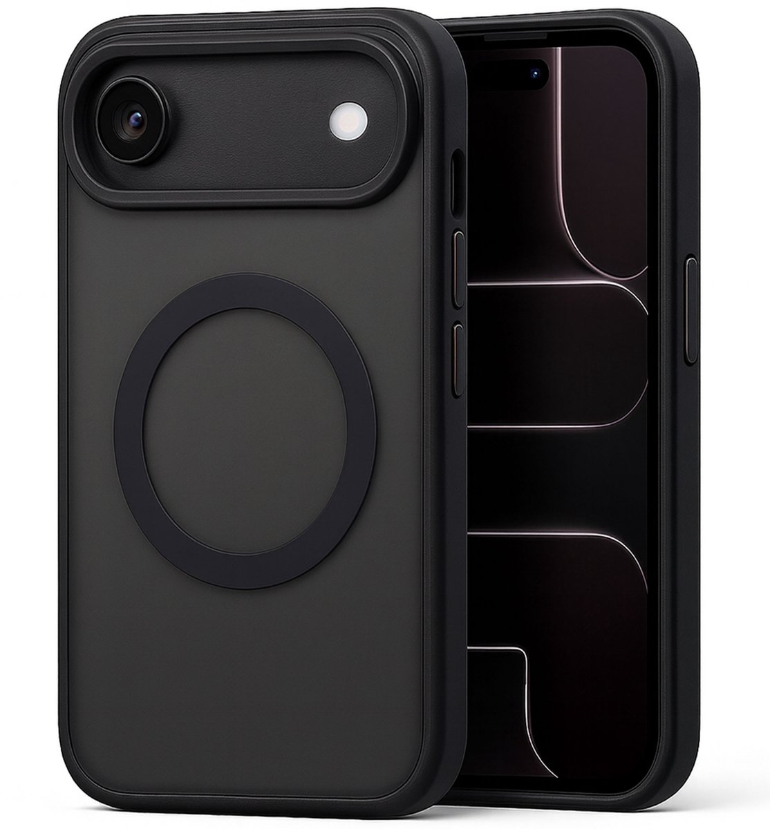 Hoesje geschikt voor iPhone 17 Air - Geschikt voor Magsafe - Shock Proof Case – Mat Zwart