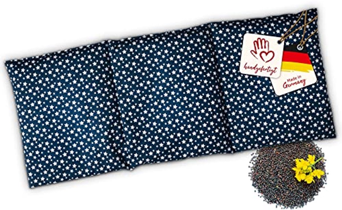 Körnerkussen voor Mikrowelle en Backoven - Marineblauw - Handgemaakt in Duitsland met Rapsvulling - 50 x 20 cm