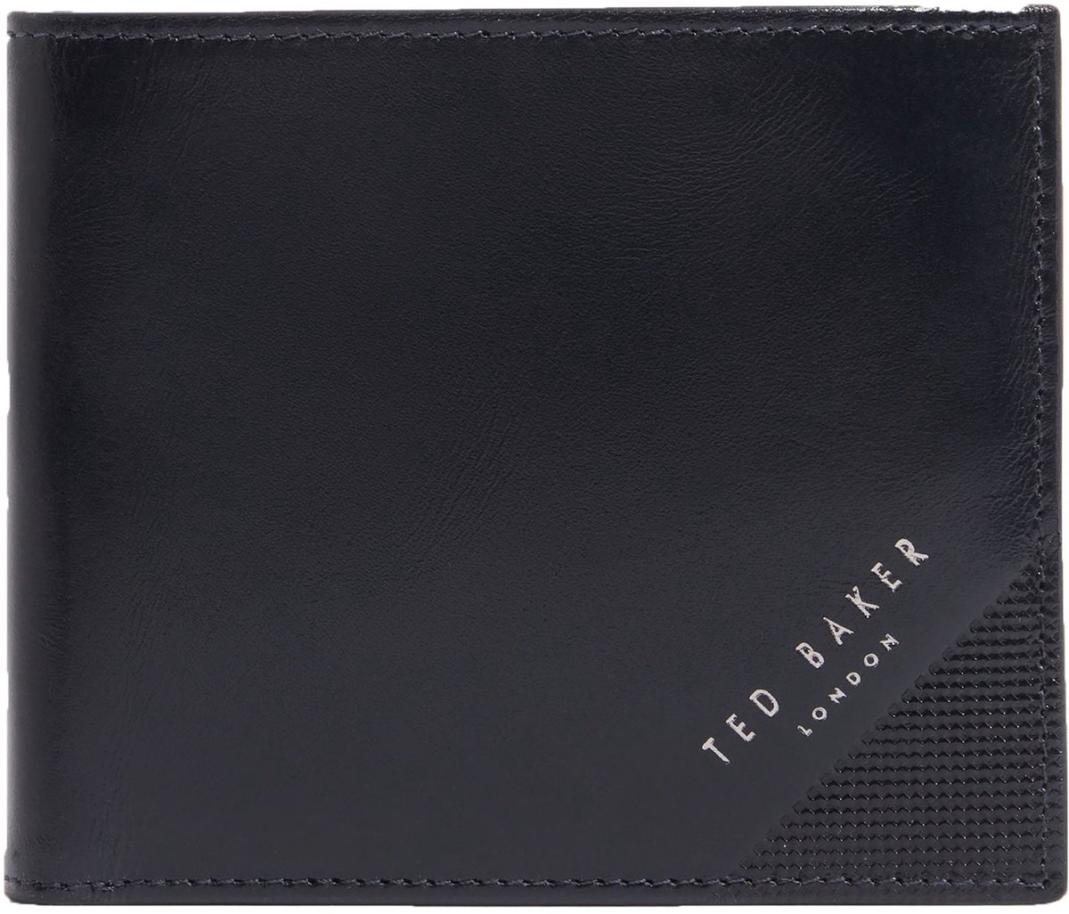 Ted Baker Leren portemonnee Embossed Corner Leather Bifold Coin Wallet Navy donkerblauw