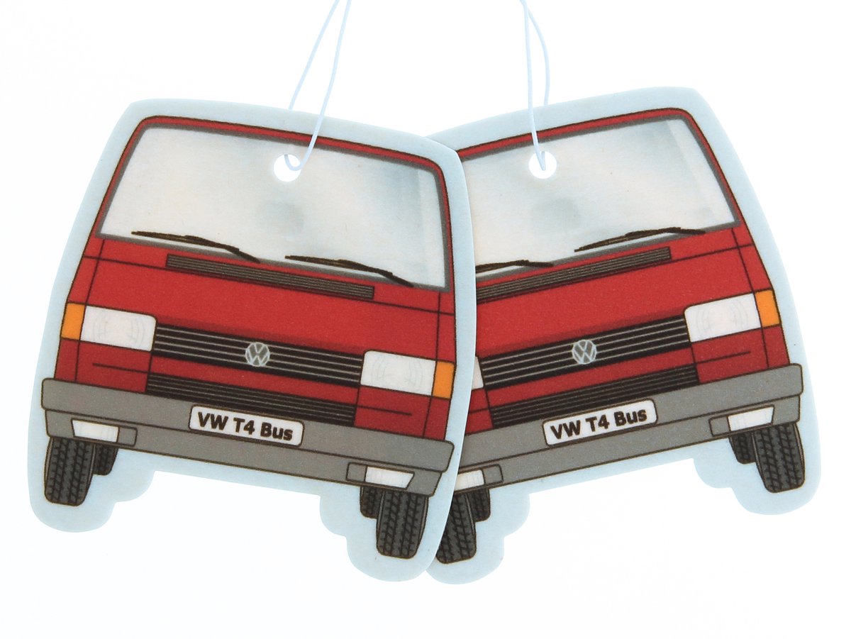 VW Collection by BRISA - Set van 2 Volkswagen luchtverfrissers met VW T4 Bulli Bus-motief (Vanille)