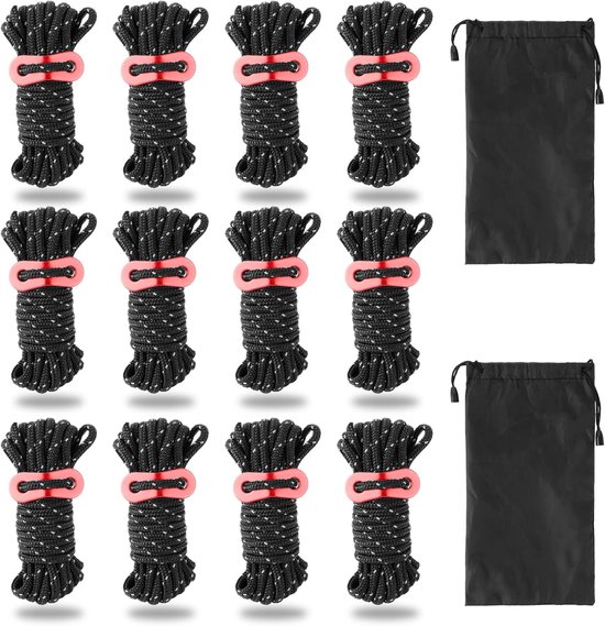 Reflective Guy Rope 12pcs 4mm Reflective Guy Ropes - Guy Rope met Tensioner - Instellingen ...