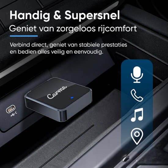 CarMe Mini 2-in-1 CarPlay Dongle V2 - Draadloos CarPlay & Android Auto - USB-A & USB-C - Android Auto Dongle - Zilver