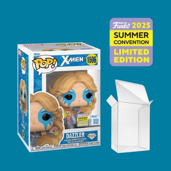 Funko Pop! Dazzler #1506 in doos, limited edition zomerconventie, met een extra beschermdoos.