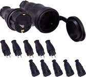sets mannelijke stekker + vrouwelijke aansluiting 250V 16A 4000W rubberen elektrische stekker met pen IP44 waterdichte stekker - voor 0.5-3 cm² kabel