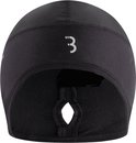 Zwarte thermische muts met achteropening en wit logo 3, binnenkant van fleece.