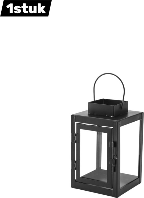 1 pièce - Bougeoir - Chandelier minimaliste en métal - Lanterne en fer peint pour Noël et mariage - Décoration intemporelle - 10*16,5 cm - noir