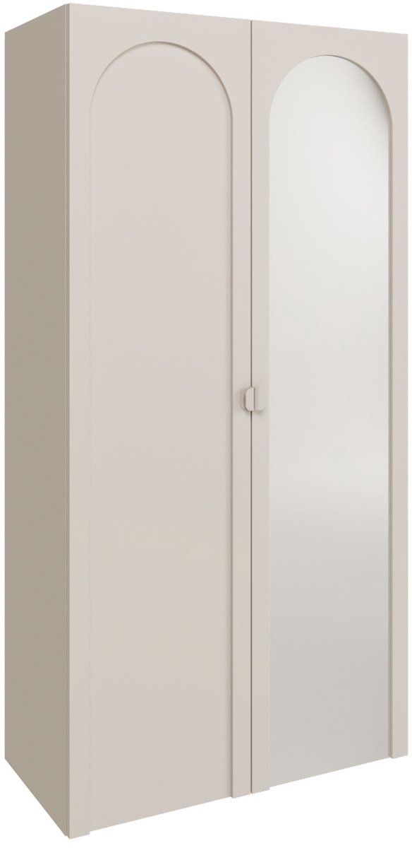 Selsey Arkadia – Kledingkast met spiegel en 2 deuren met boogvormige groeven, kasjmiergrijs, 100 cm
