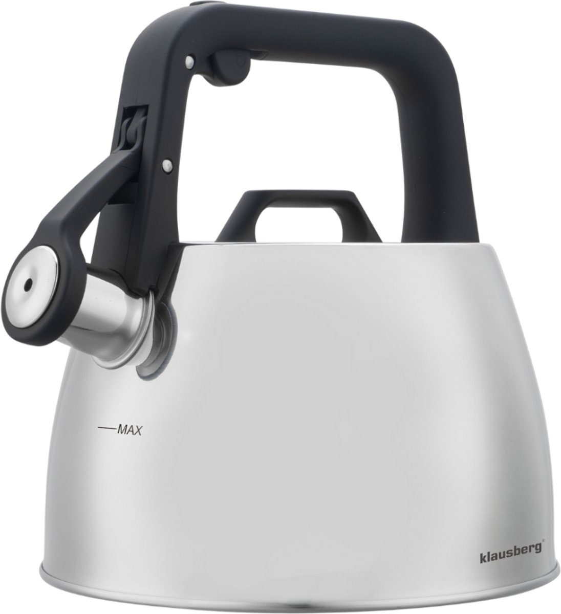 Klausberg 7914 - Fluitketel met fluit - 2.5 liter - RVS - zilverkleurig
