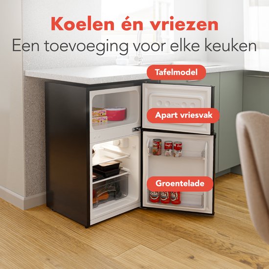 KitchenBrothers Koelkast - 61L Koelvak - 24L Vriesvak - Koelvriescombinatie - IJskast - Frigo - Vrijstaand - Zwart van KitchenBrothers — afbeelding 3