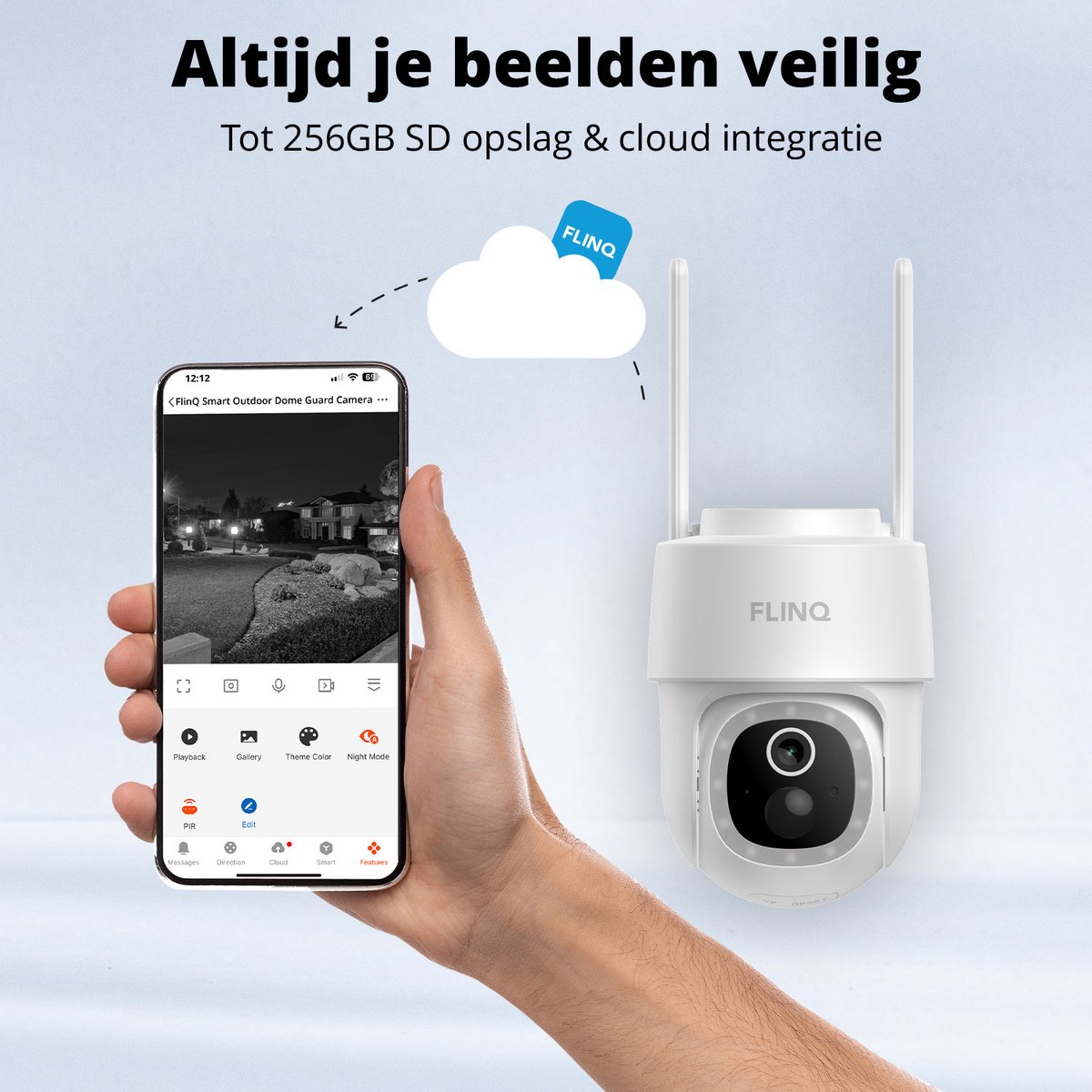 FlinQ Slimme Beveiligingscamera Dome Guard - Oplaadbaar via USB & Zonne Energie - Buiten camera met zonnepaneel - Bewakingscamera voor buiten - 2K HD - Nachtzicht - Pan & Tilt IP Camera – foto 3