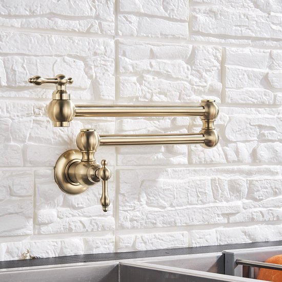 Robinet de cuisine rotatif à 360° - Mitigeur mural - Mitigeur monocommande froid et chaud - Robinet de cuisine - Robinet mural - Mitigeur de lavabo pour montage mural - Bras pivotant 18 cm