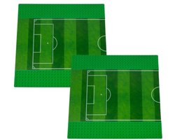 Uniblocks City wegenplaat Voetbalveld 2 stuks - 25,5 x 25,5 cm | combineer met Lego city wegplaten | grondplaten 32x32 noppen | afmeting 25, 5 m x 25,5cm | wegen | auto's | Geschikt voor LEGO | wegplaat