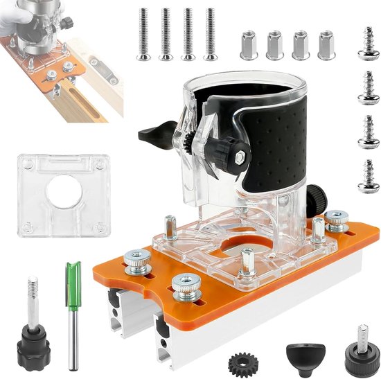 Verbindingsfrees - Aluminium Freesmal - Voor 32mm Systeem - 0-50mm Diepte Instelbaar - Ergonomisch Handvat - Voor Keuken & Kastenmontage