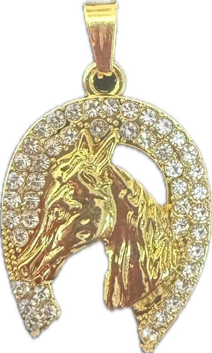 My Sweet Romance® - Paarden Ketting met Hoefijzer en Paardenhoofd - Goudkleurig