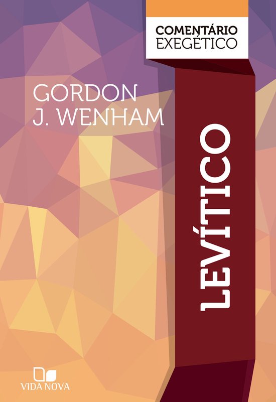 Boek Levítico: comentario exegético door Gordon J. Wenham, met een abstracte veelkleurige achtergrond en een rode band met de titel.