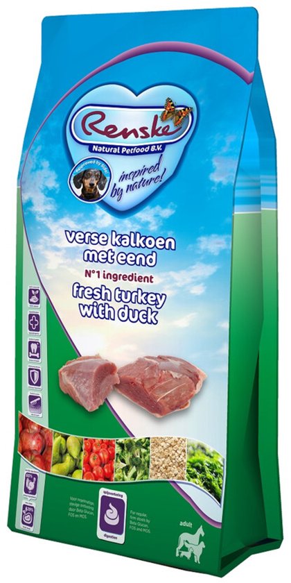 Renske Super Premium Adult Hondenvoer Kalkoen-Eend - 2 x 12 kg - Voordeelverpakking
