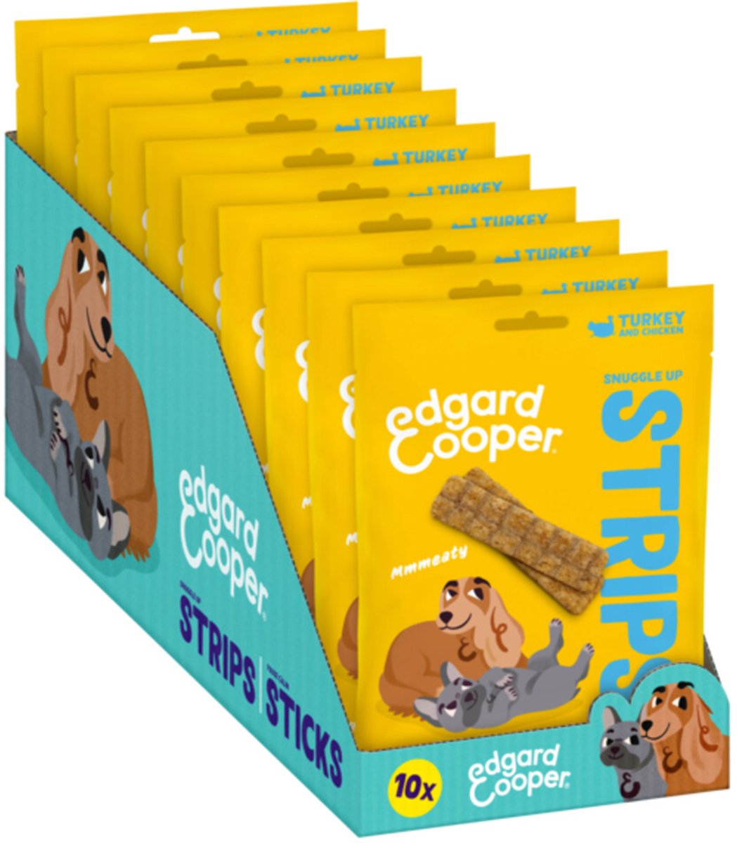 10x Edgard & Cooper Adult Strips Kalkoen - Kip 75 gr