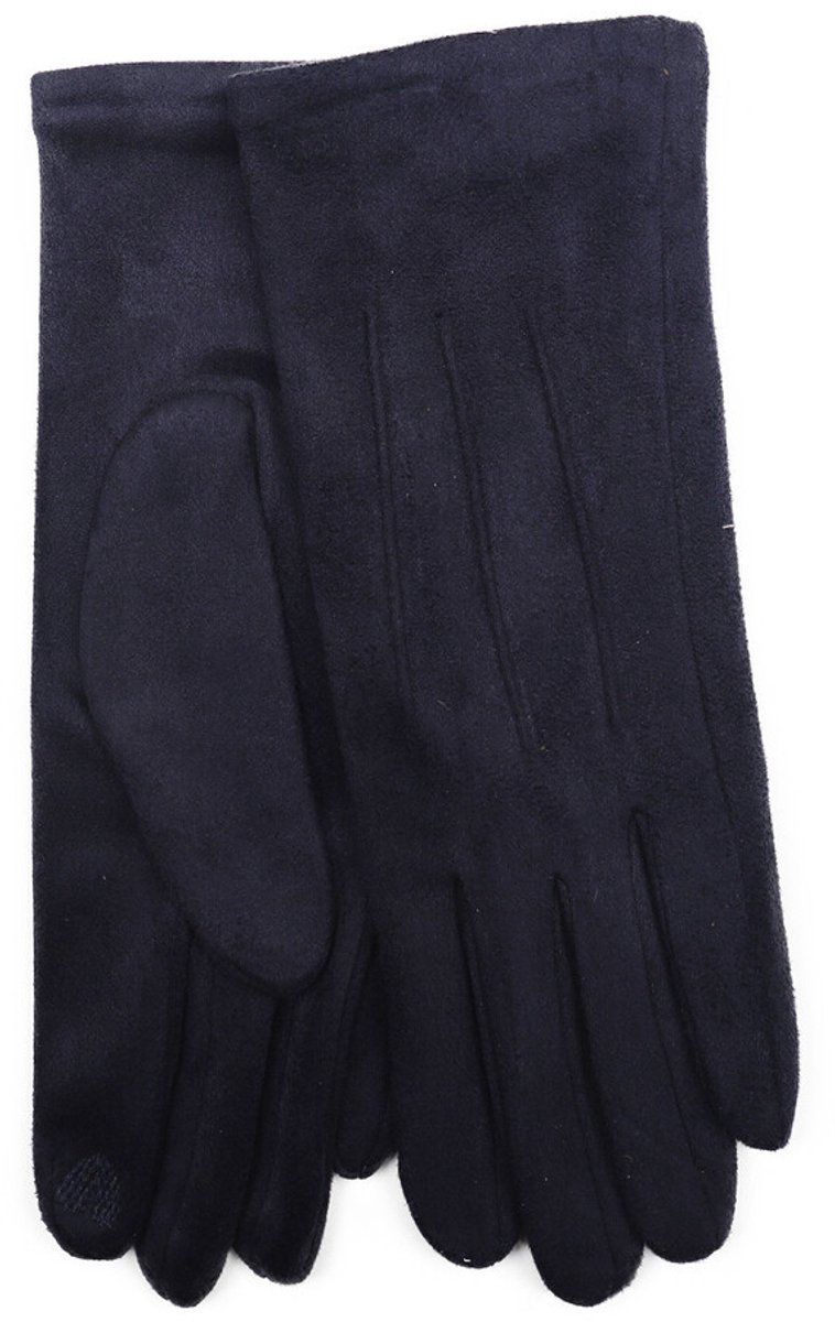 Stevige faux suede dames handschoenen Tabea-touchscreenfunctie-effen marine blauw