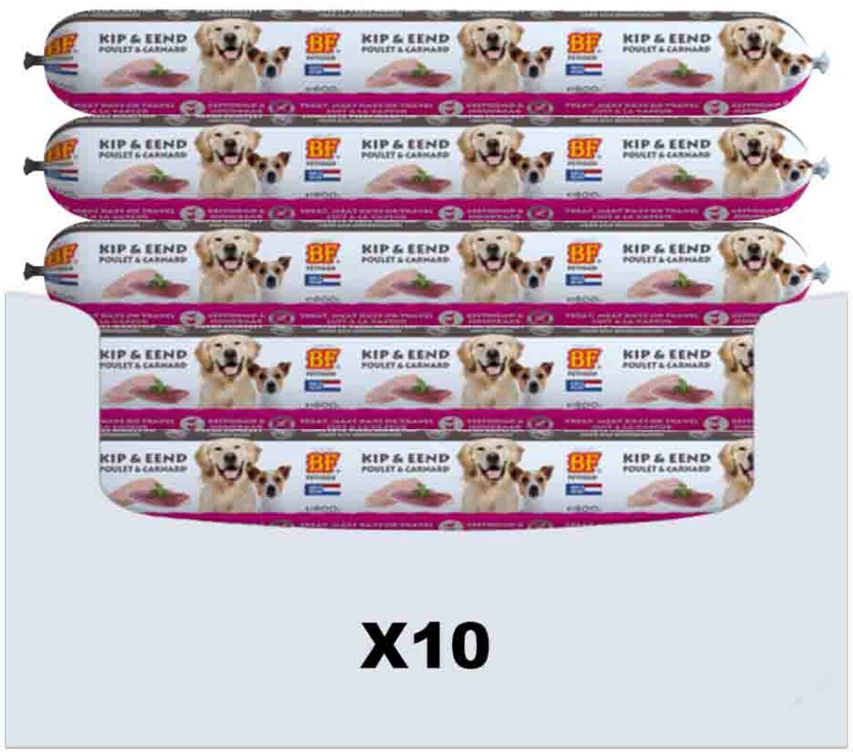 10x BF Petfood Vleesvoeding Eend - Kip 800 gr