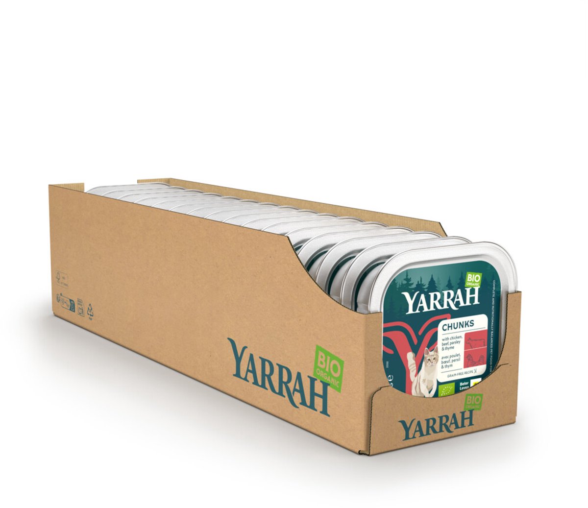 Yarrah Yarrah Biologisch kattenvoer chunks met kip en rund - 16 x 100gr