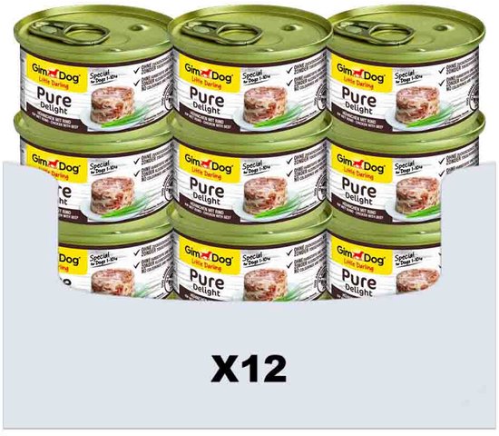 GimDog Little Darling Pure Delight Kip - Rund - 12 x 85 gr - Voordeelverpakking