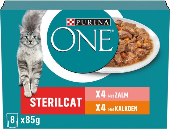 Purina ONE Adult Sterilcat Kattenvoer Nat Kalkoen & Zalm - 8 x 85 gr