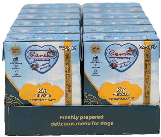 Renske Vers Graanvrij Tetra Hondenvoer Nat Kip - 12 x 375 gr - Voordeelverpakking