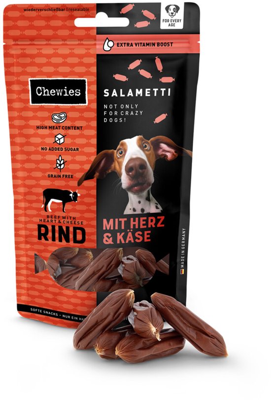 Chewies Salametti Hondensnack Rund & Hart & Kaas - 200 gr