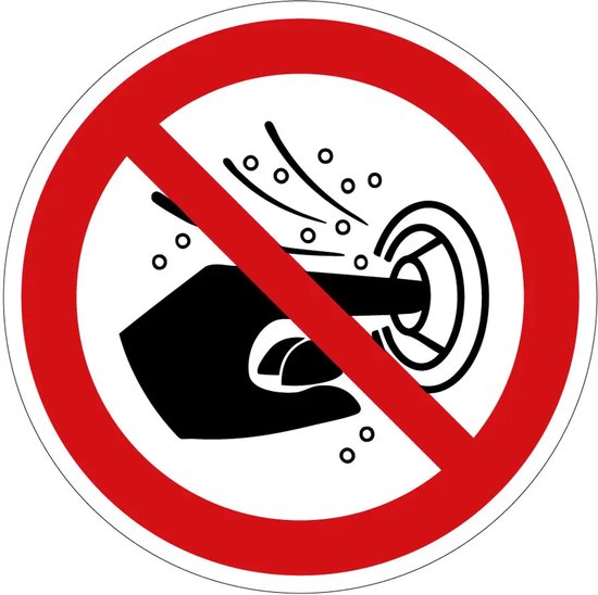 Foto: Geen vinger in sproeiknop steken verbodsbord p070 dibond materiaal 10 cm