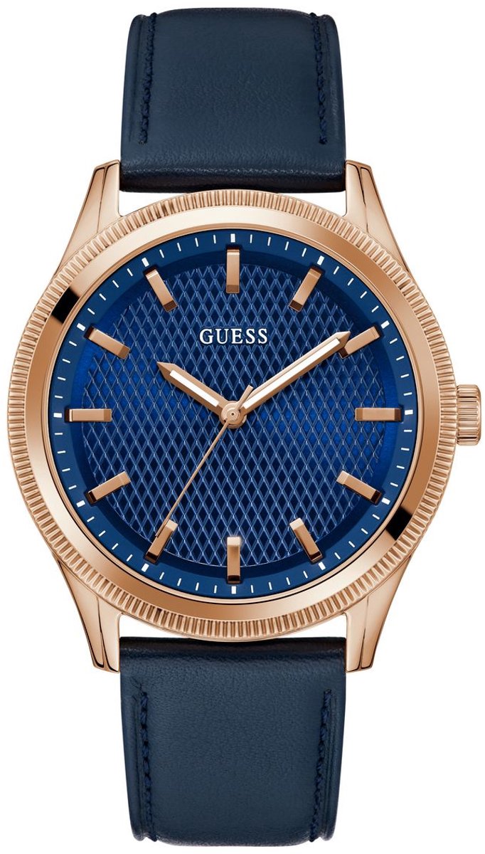 Guess Dex GW0846G2 Horloge - Leer - Blauw - Ø 44 mm