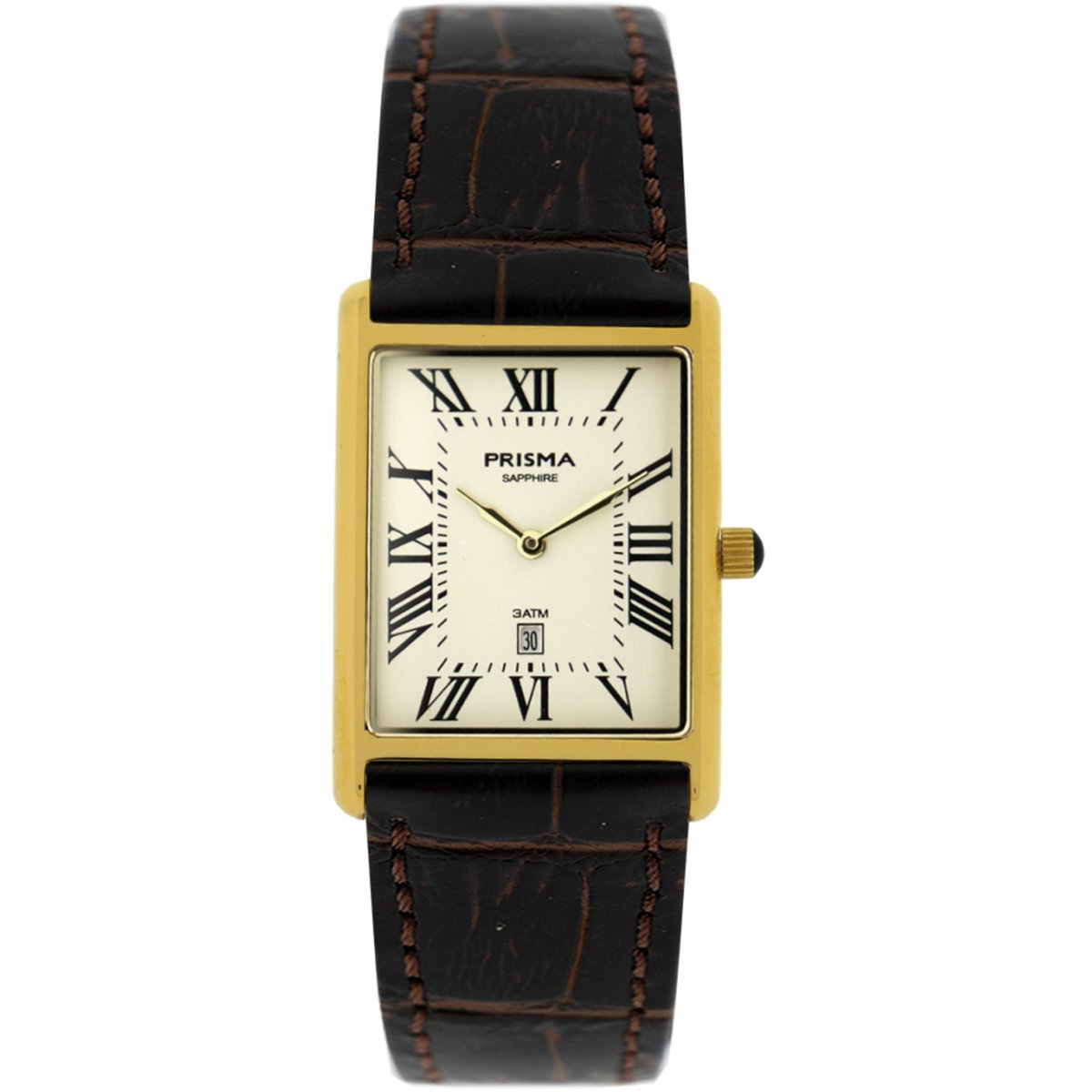 Prisma horloge P.2370 Baron Gold leder wit-bruin