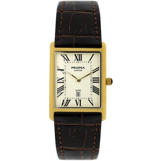 Montre Prisma P.2370 Baron Gold cuir blanc/marron