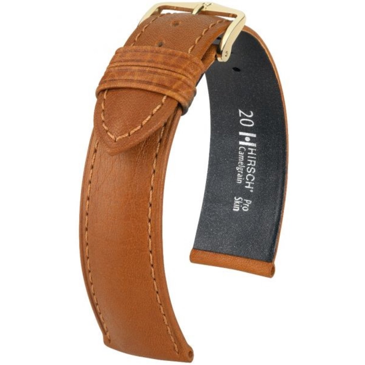 Hirsch Horlogeband Camelgrain Honey - Leer - 12mm