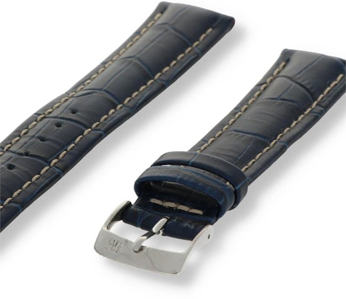 Morellato horlogeband Plus U3252480061CR22 - PMU061PLUS22 Croco leer Blauw 22mm + wit stiksel