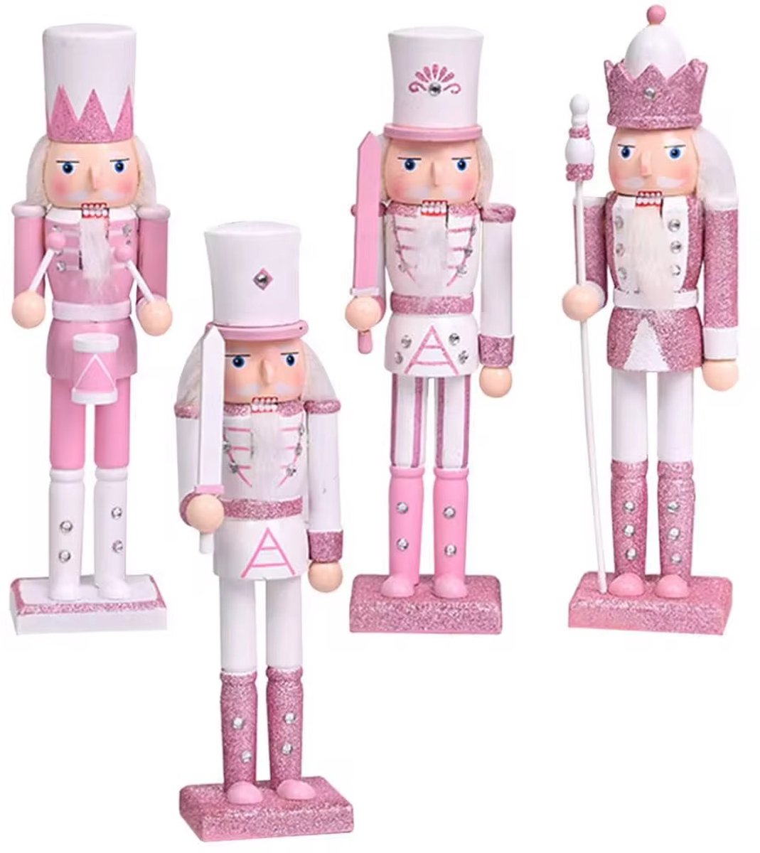 Notenkrakers roze 30 cm set van 4