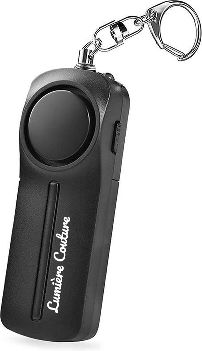 Lumière Couture ® - V1000 - Sleutelhanger Alarm - Op Batterijen - Zakalarm - Met zaklamp - Veiligheid - Zelfverdediging - Persoonlijke Alarm Alarmknop - Vrouwen Kinderen - Zwart