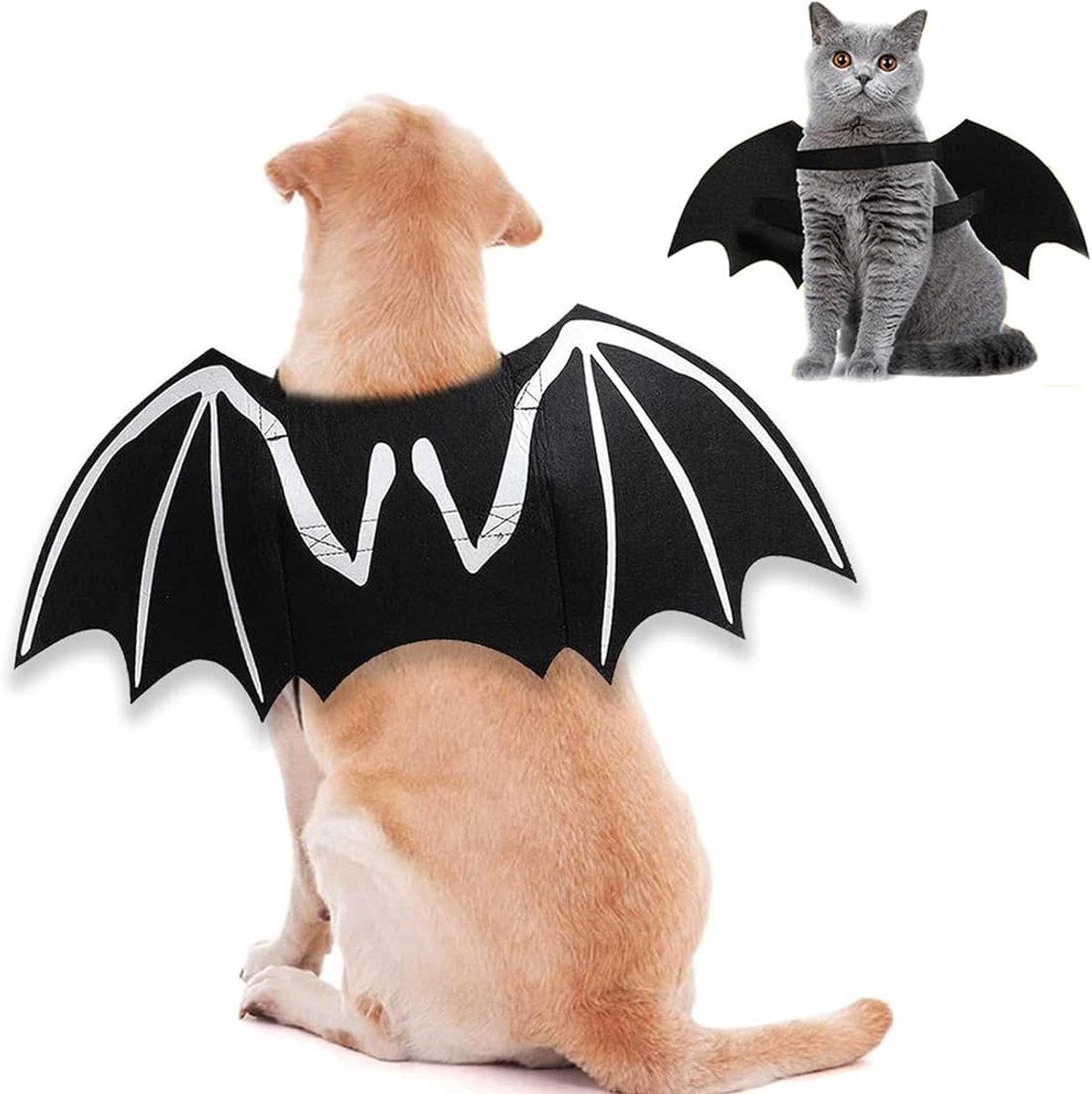 Kleding Voor Katten - Hondenkostuum - Grappig Pak Honden - Halloween Honden - Dierenkleding - Atten Muts - Kat Outfit - Katten Kleding - Kat Accessoires - Kattenspeeltjes - Hond Halloweenkostuum - Vleermuisvleugels Voor Honden - S