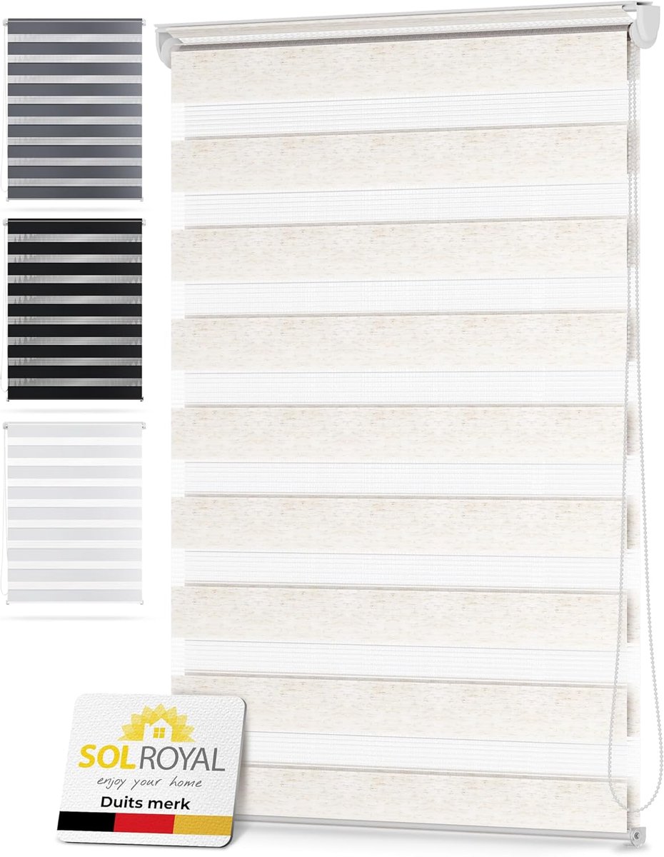 Sol Royal DL2 â€“ Rolgordijn Lichtdoorlatend 70x220 cm Linnen â€“ Duo Rolgordijn zonder Boren â€“ Klembevestiging