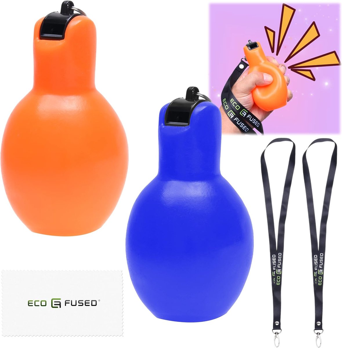 Knijpfluit / Handfluit - Set van 2 - Inclusief Lanyards - Hand Squeeze Fluitjes voor Binnen & Buiten - Scheidsrechtersfluit - Sport, School, Outdoor, Noodgevallen