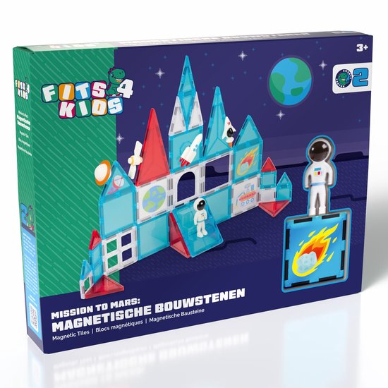 Fits4Kids® Magnetic Tiles - Mission to Mars - 39-delig - Magnetisch Speelgoed - Bouwstenen - Montessori - STEM Speelgoed - 3+ jaar