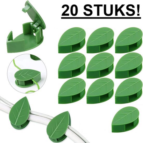 20x Plant Clips Zelfklevend – Plant Ondersteuning voor Klimplanten – Plantenclips Muur – Herbruikbare Plantgeleiders – Bladvorm – Groen