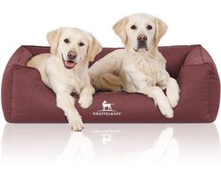 Knuffelwuff orthopedisch waterafstotend hondenbed Leon van velours met handgeweven karakter oversized XXXL 155 x 105cm rood