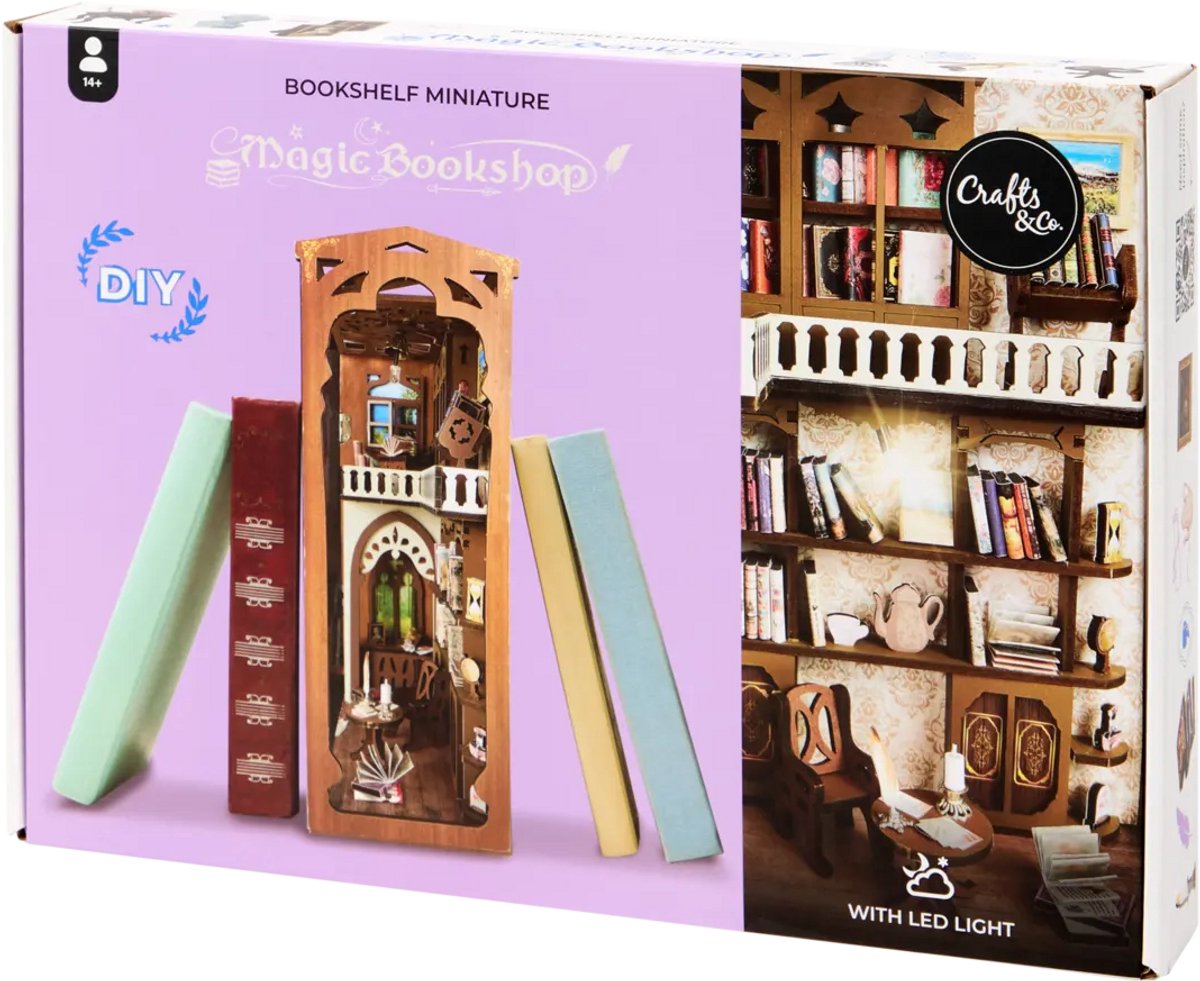 Book nook, miniatuurhuisje, met meubels en ledverlichting, boekensteun, doe-het-zelf,... | bol